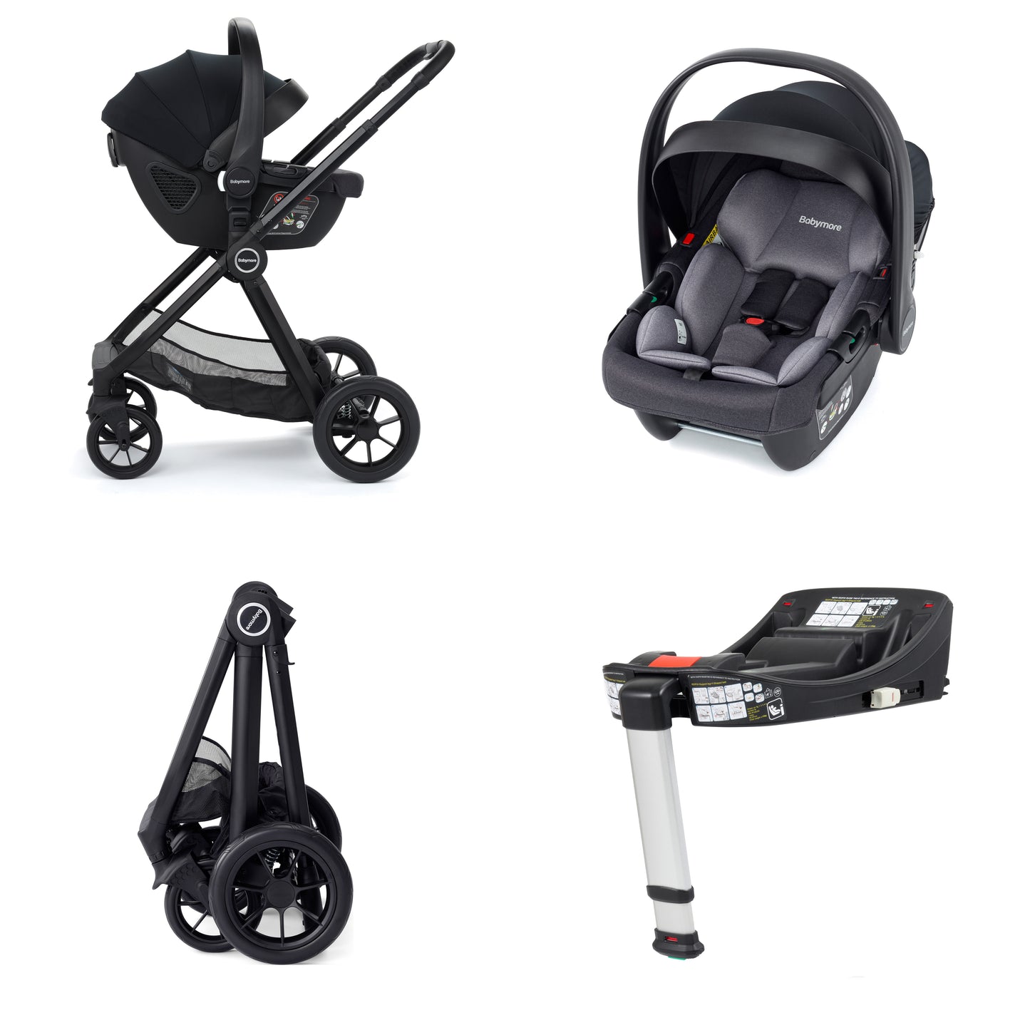 Babymore Memore V2 Travel System 13 Piece Coco with Base - Black