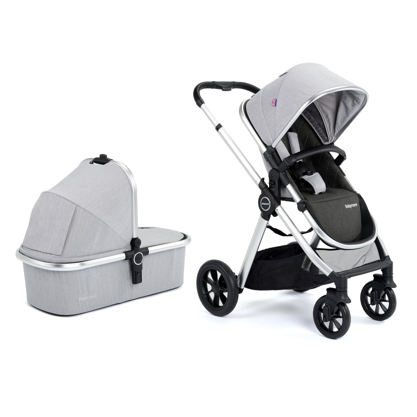 Babymore Memore V2 Travel System 13 Piece Coco with Base - Silver