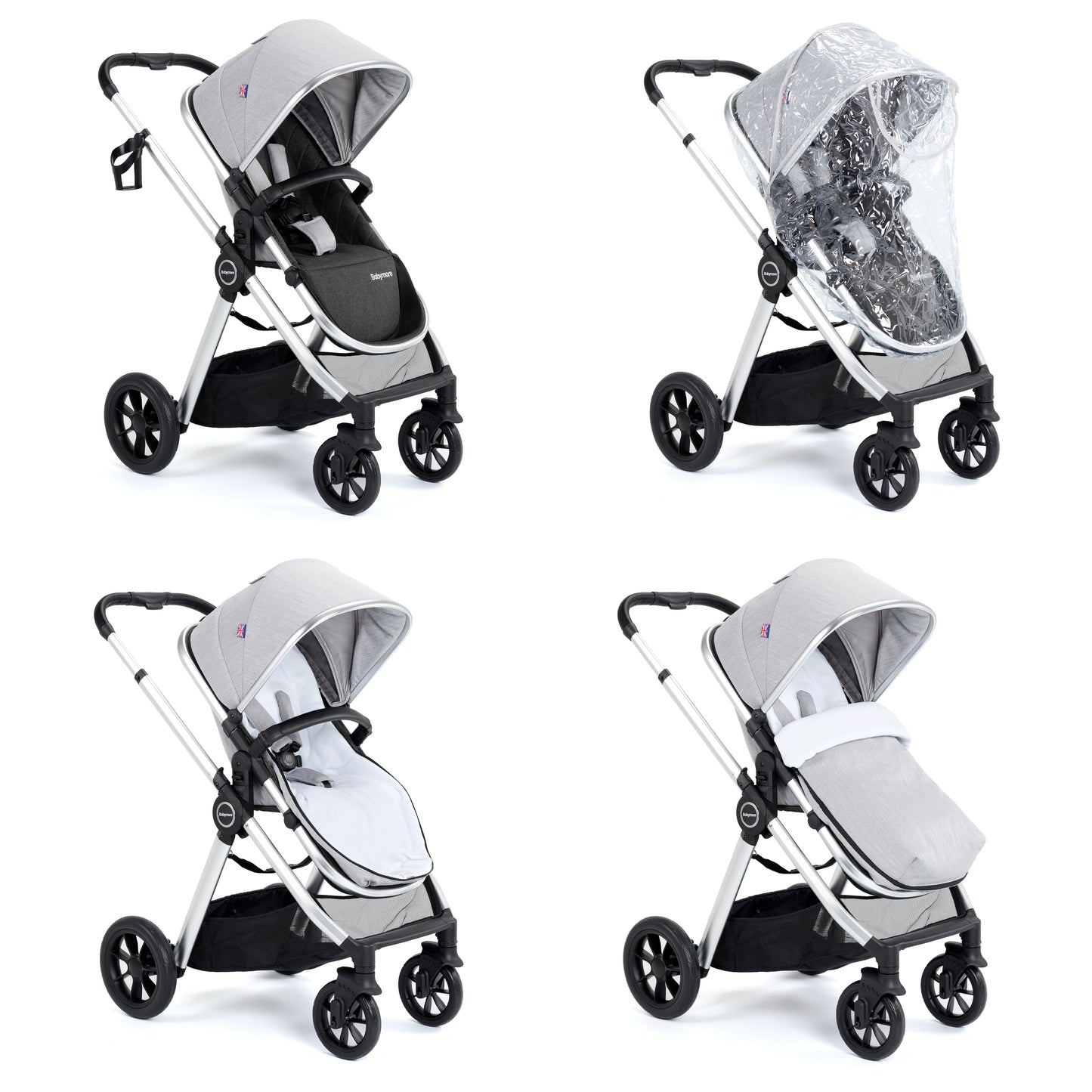 Babymore Memore V2 Travel System 13 Piece Coco with Base - Silver