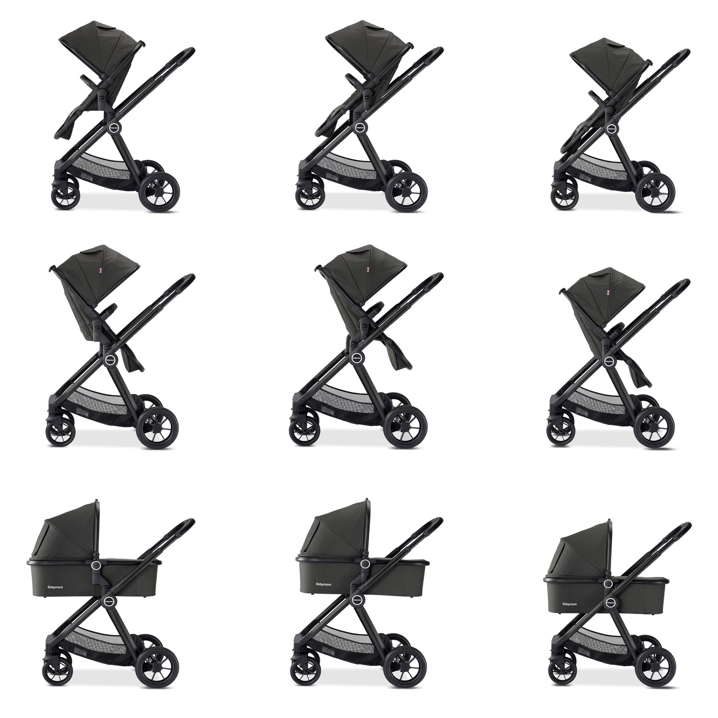 Babymore Memore V2 Travel System 13 Piece Pecan i-Size with base - Black