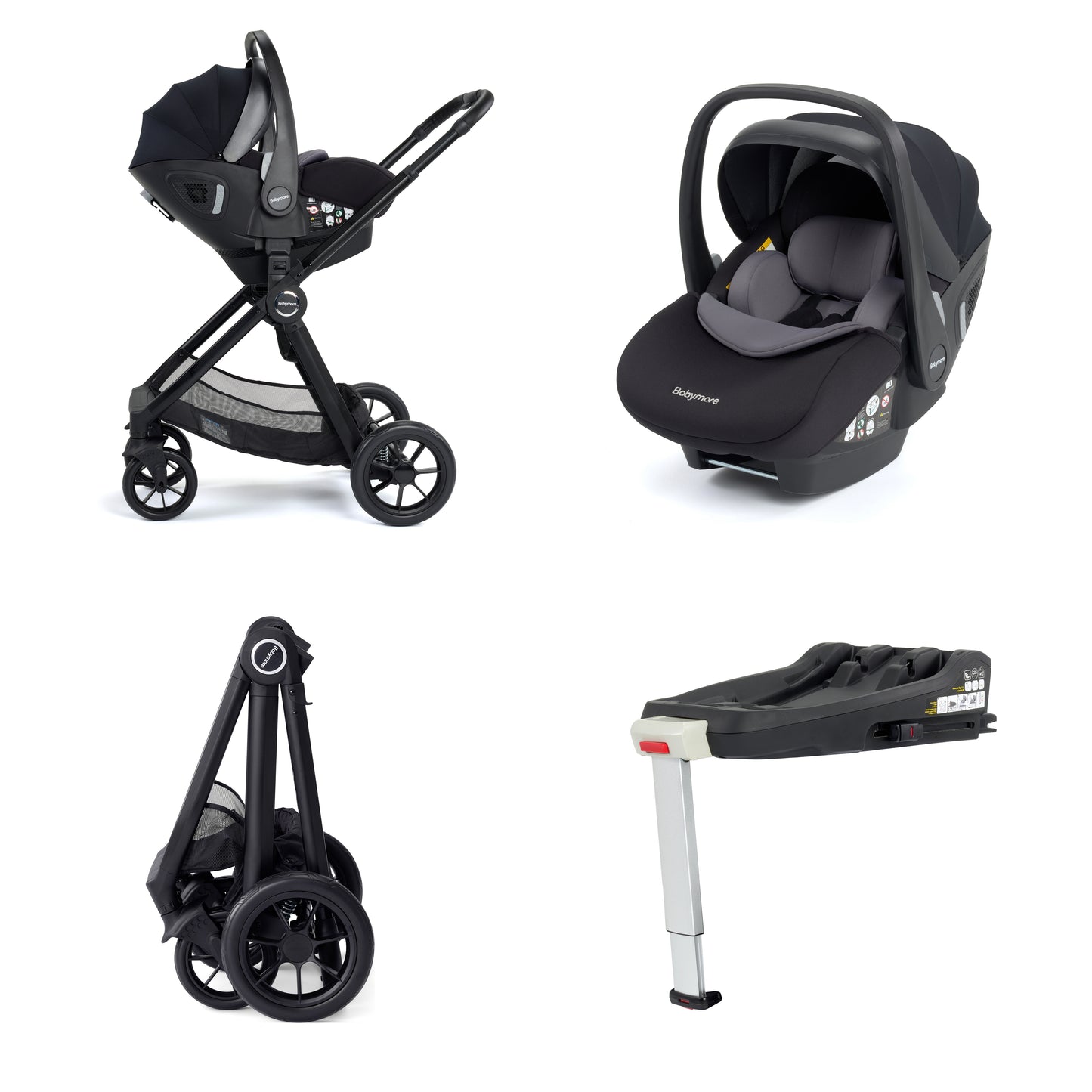 Babymore Memore V2 Travel System 13 Piece Pecan i-Size with base - Black