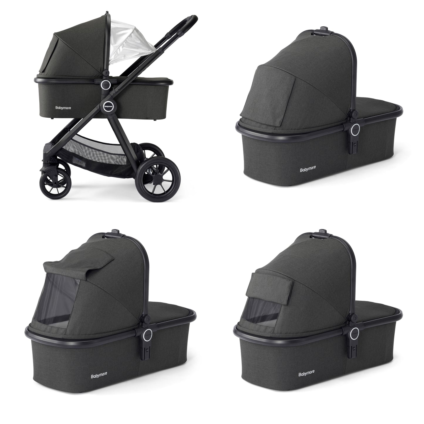 Babymore Memore V2 Travel System 13 Piece Pecan i-Size with base - Black