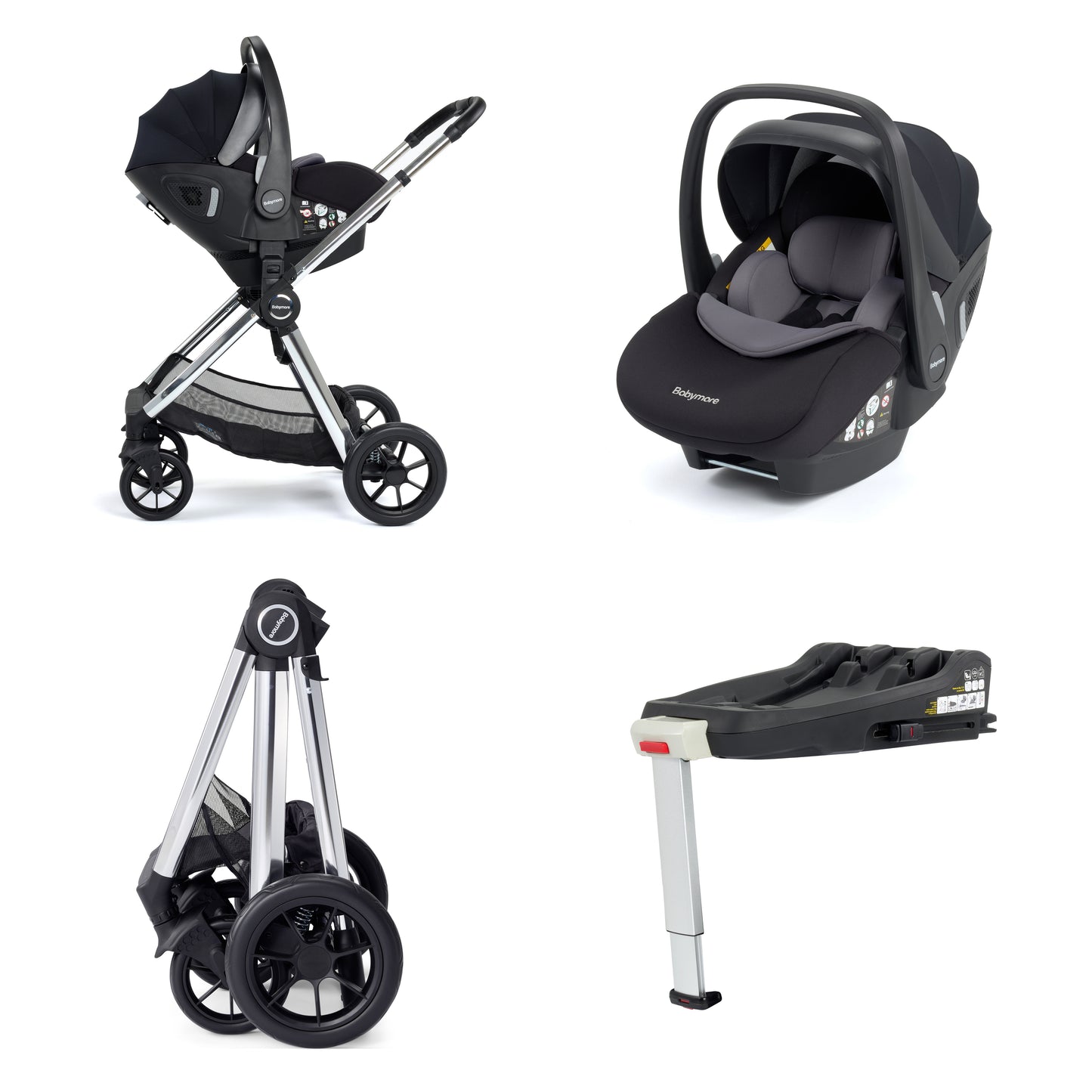 Babymore Memore V2 Travel System 13 Piece Pecan i-Size with base - Chrome