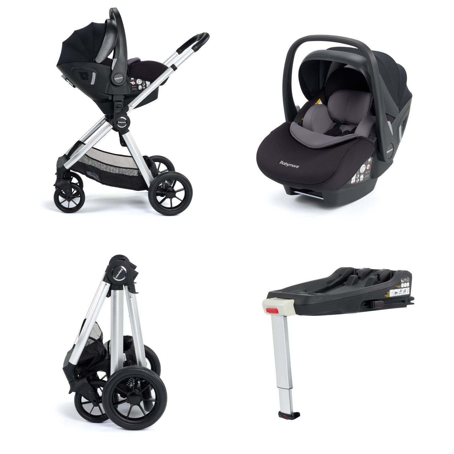 Babymore Memore V2 Travel System 13 Piece Pecan i-Size with base - Silver