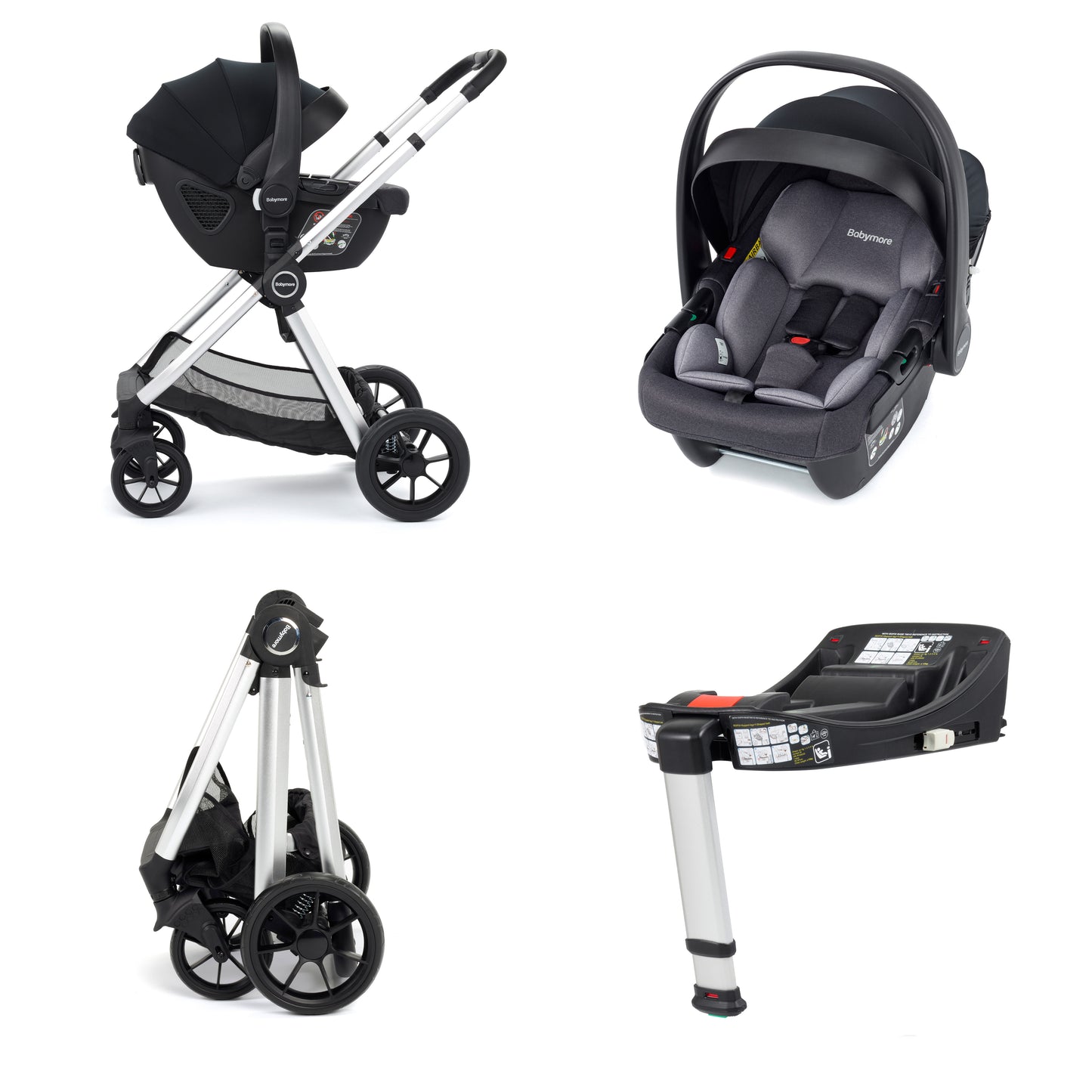 Babymore Mimi Travel System Coco with Base - Silver