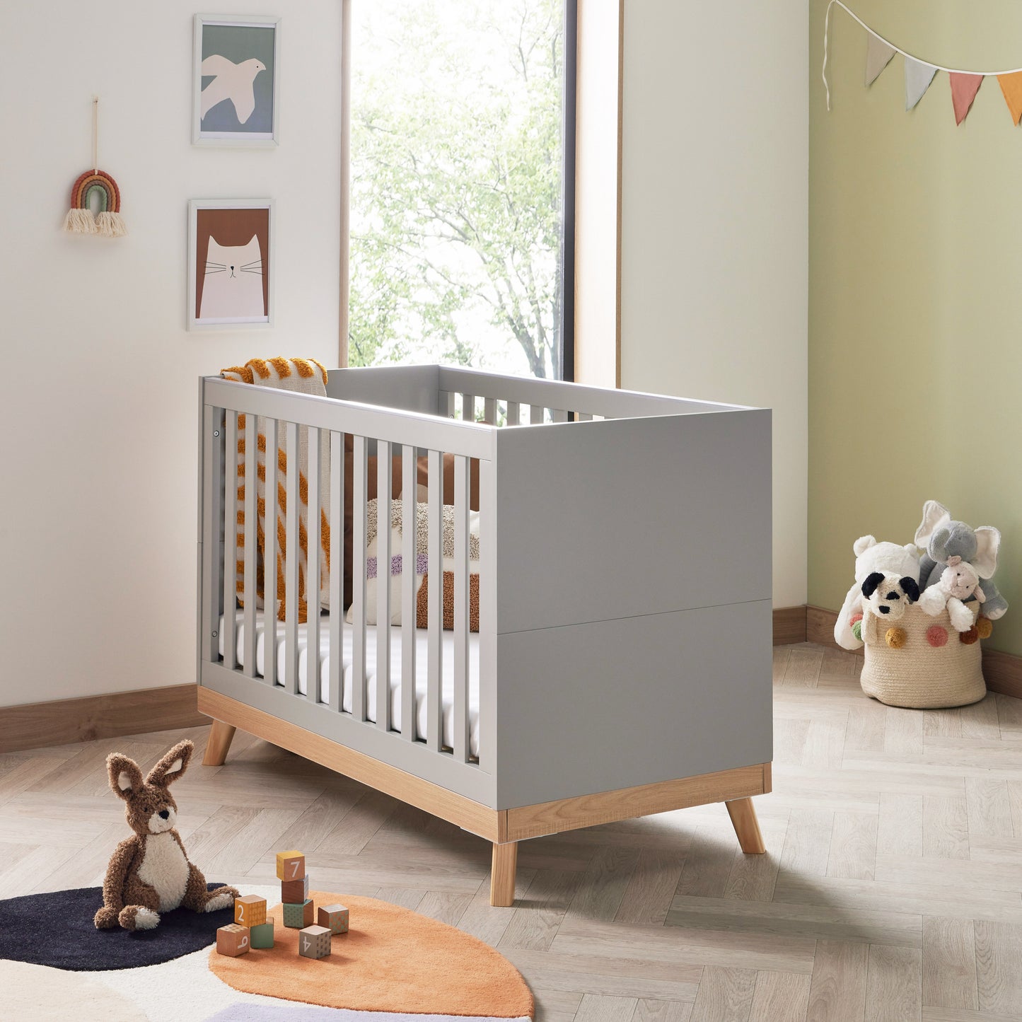 Babymore Mona Mini Cot Bed -Grey