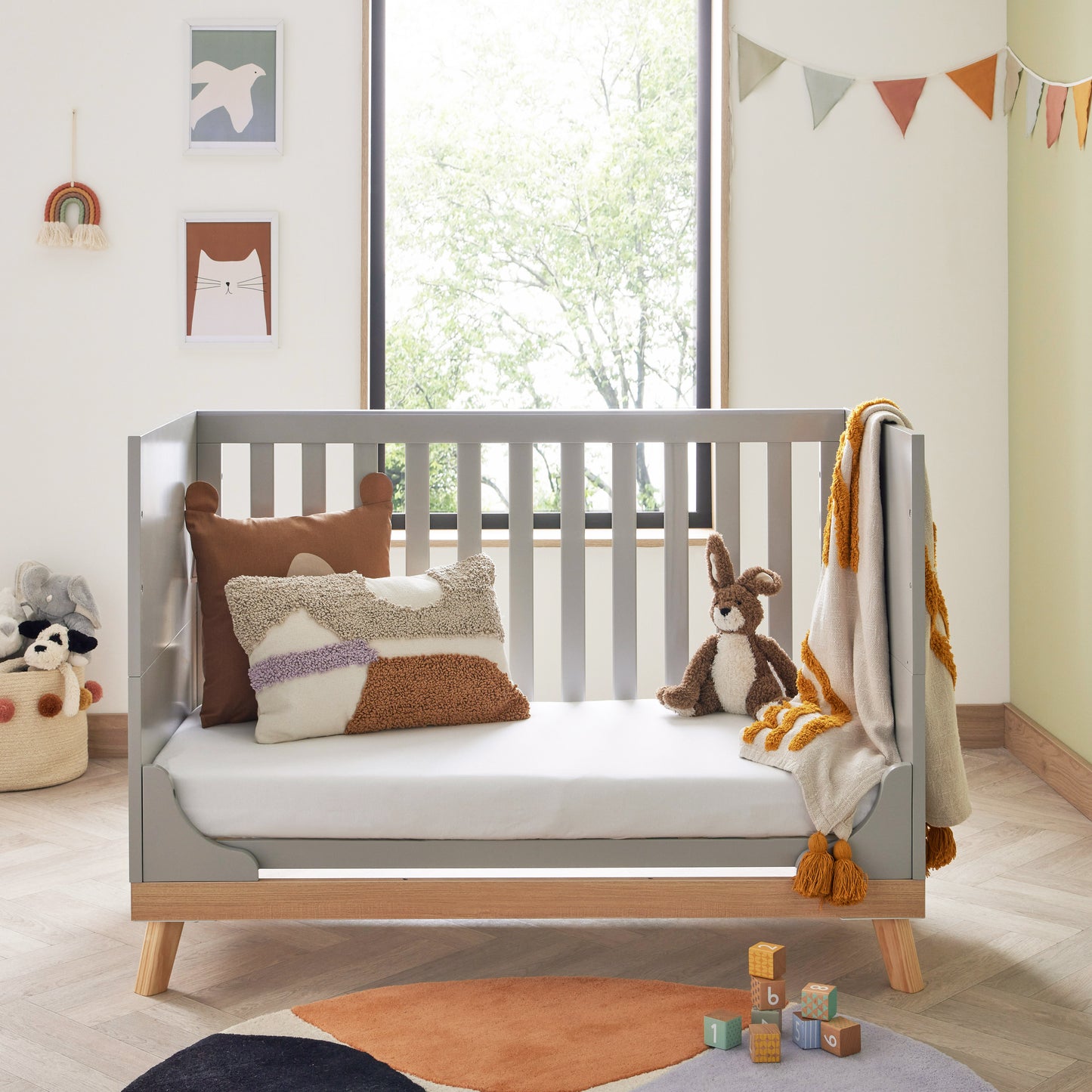 Babymore Mona Mini Cot Bed -Grey