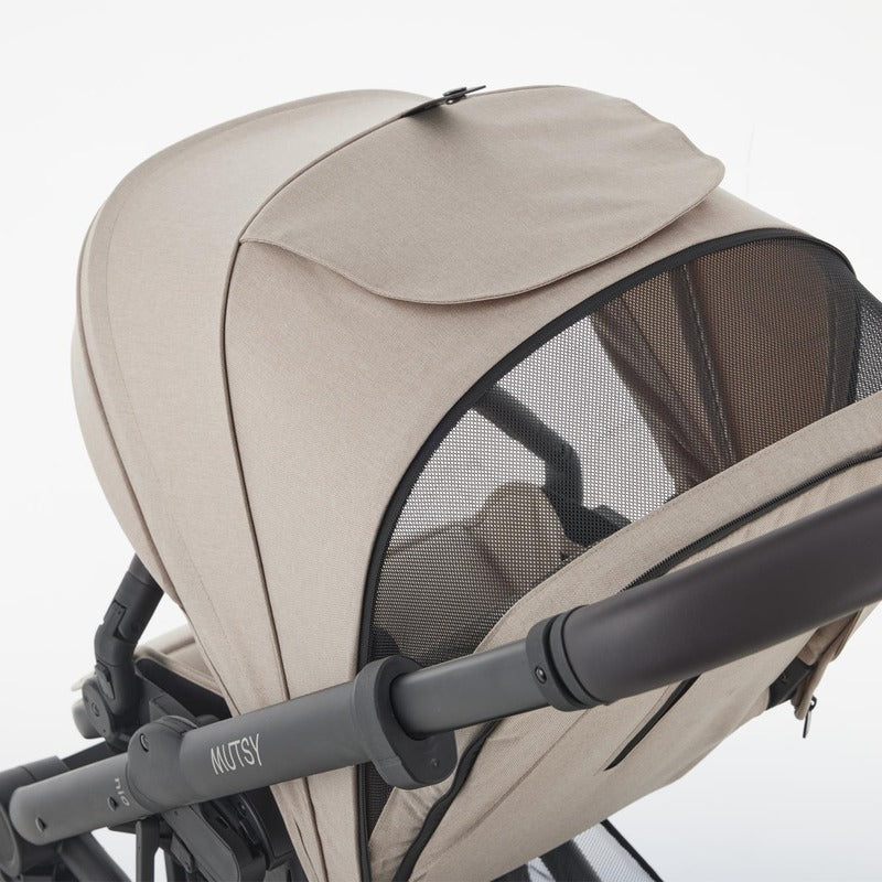 Mutsy Nio Bundle Cosmic sand 9 Aton B2 and Base, Stroller frame,seat,carrycot, Footmuff, Changing Bag, car seat adaptors