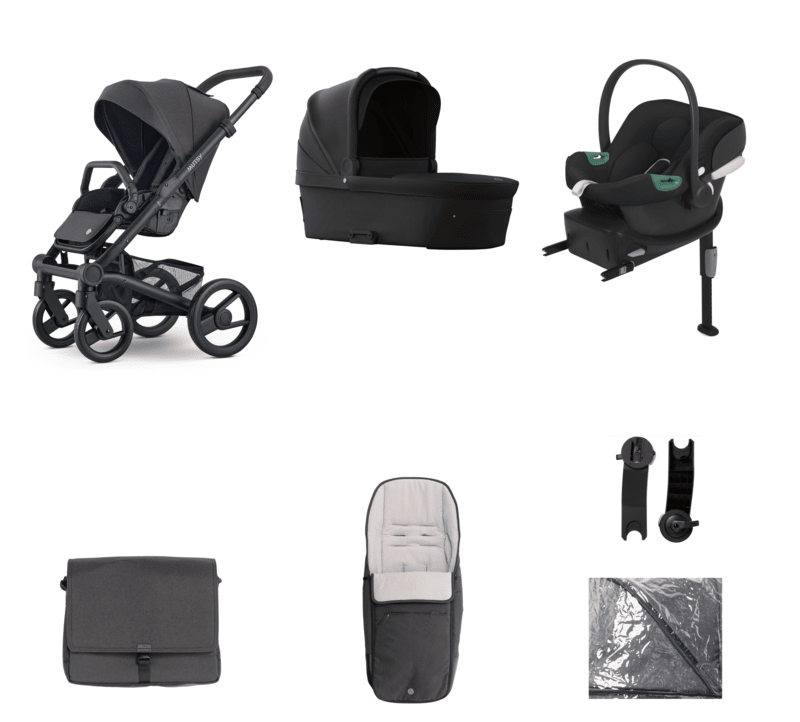 Mutsy Nio Bundle Shade 9 Aton B2 and Base, Stroller frame,seat,carrycot, Footmuff, Changing Bag, car seat adaptors