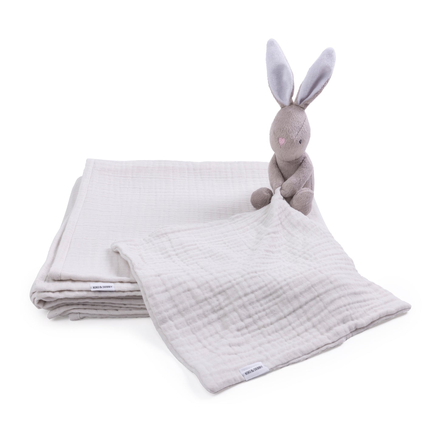 Kiki & Sebby Bunny Comforter with Grey Muslin