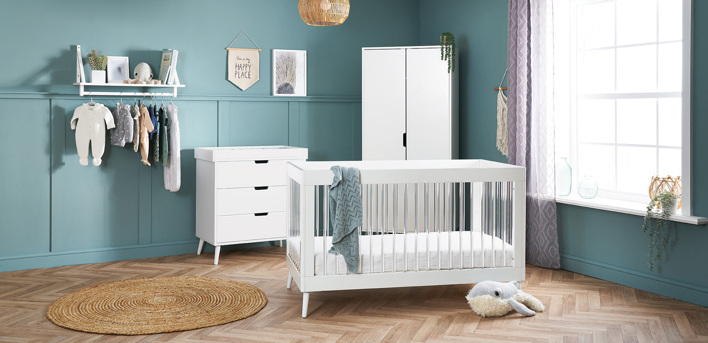 Obaby Maya 3 Piece Room Set - White with Acrylic