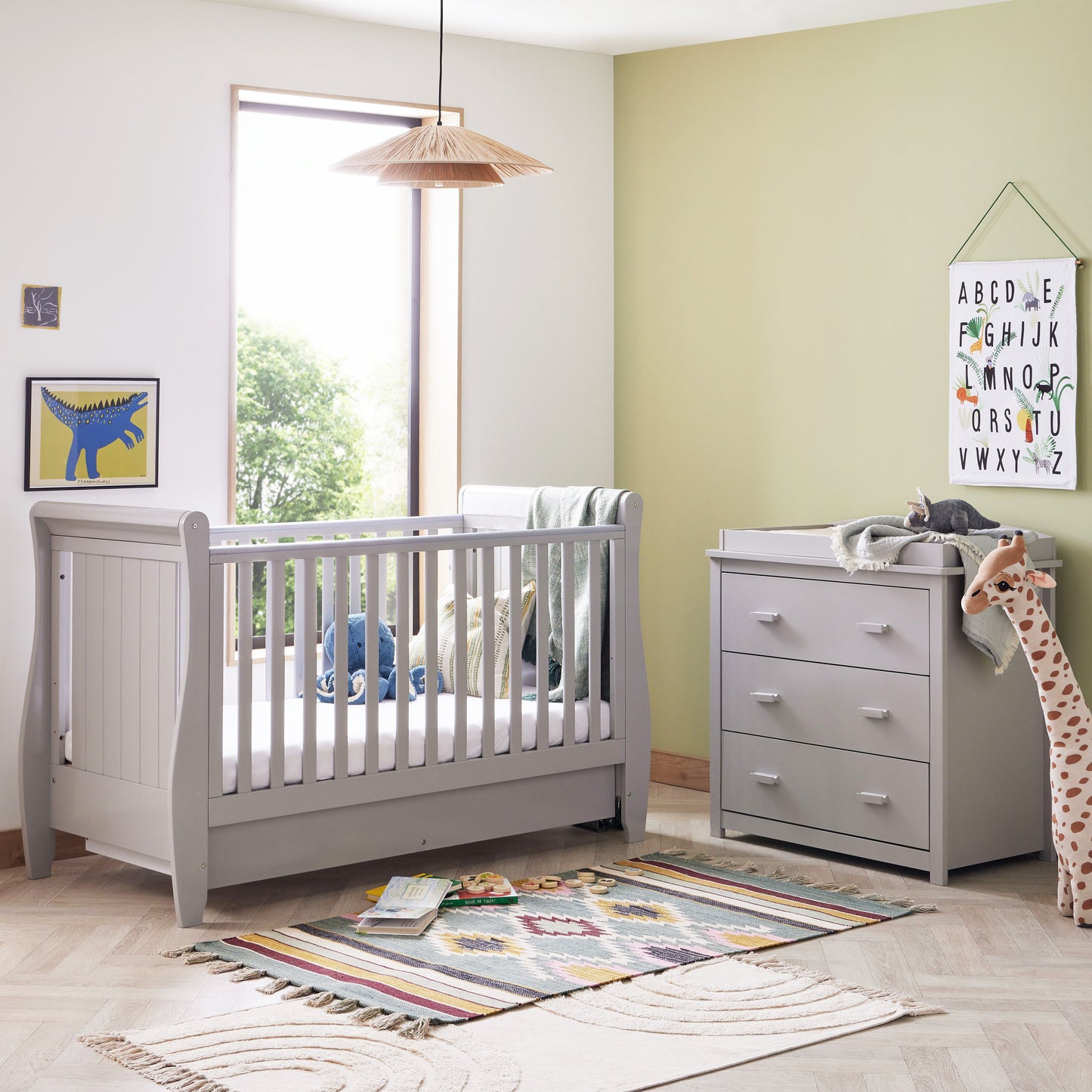 Babymore Stella 2 Piece Nursery Room Set - Grey