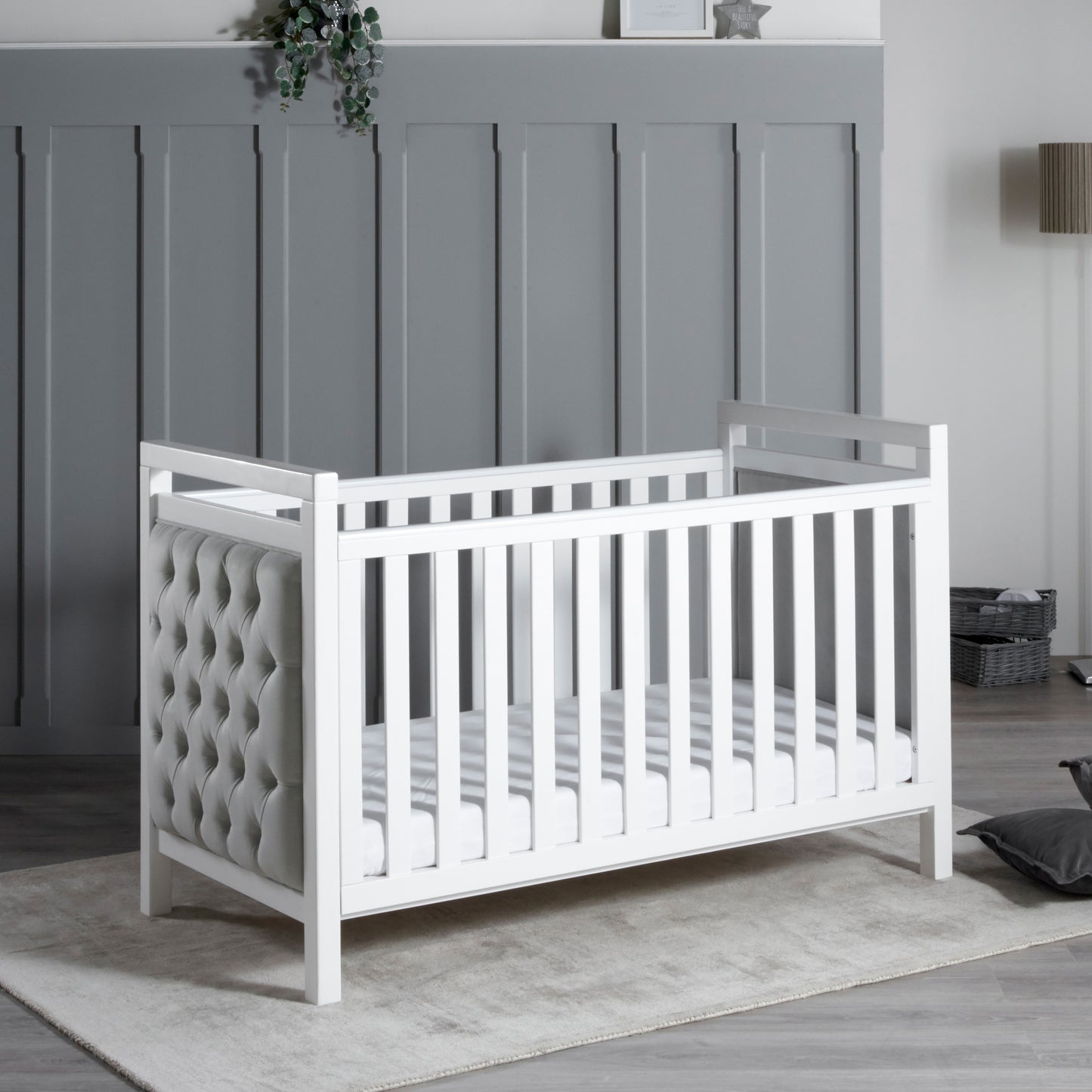 Babymore Velvet Deluxe Cot Bed - White