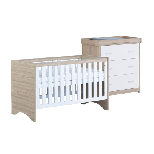 Babymore Veni 2 Piece Nursery Room Set - Oak White