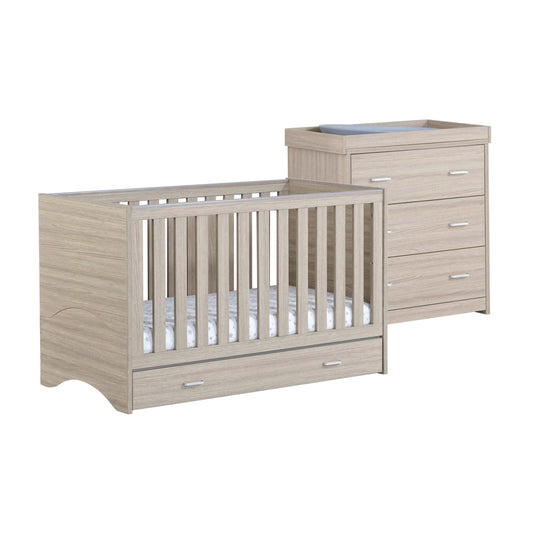 Babymore Veni 2 Piece Nursery Room Set with Drawer - Oak