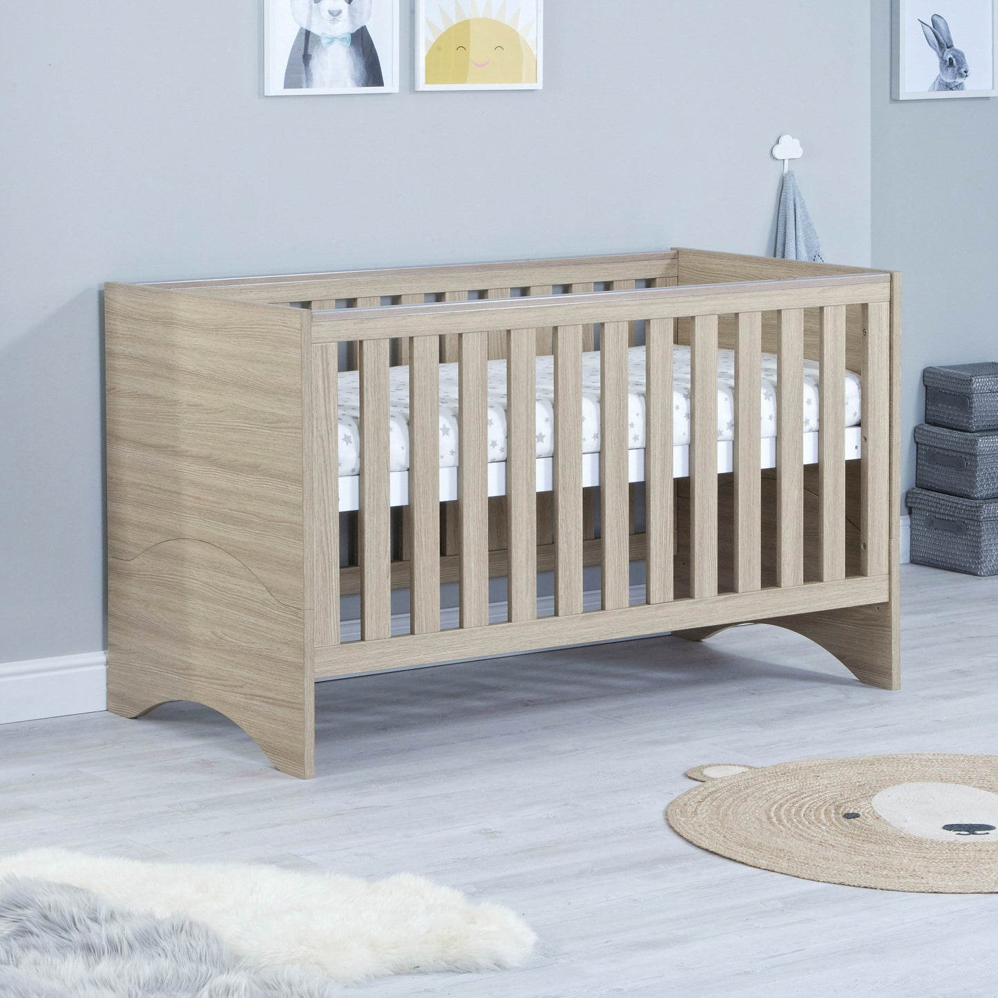 Babymore Veni 3 Piece Nursery Room Set - Oak