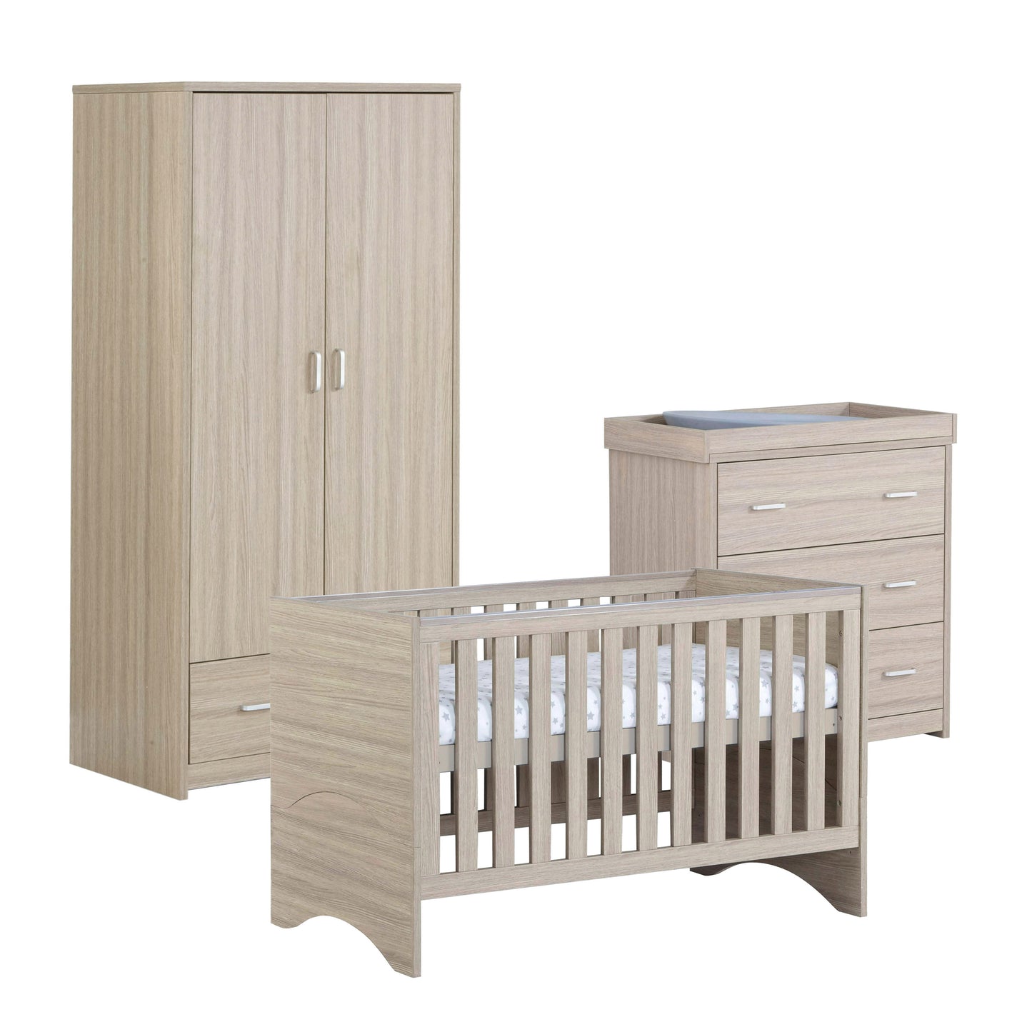 Babymore Veni 3 Piece Nursery Room Set - Oak