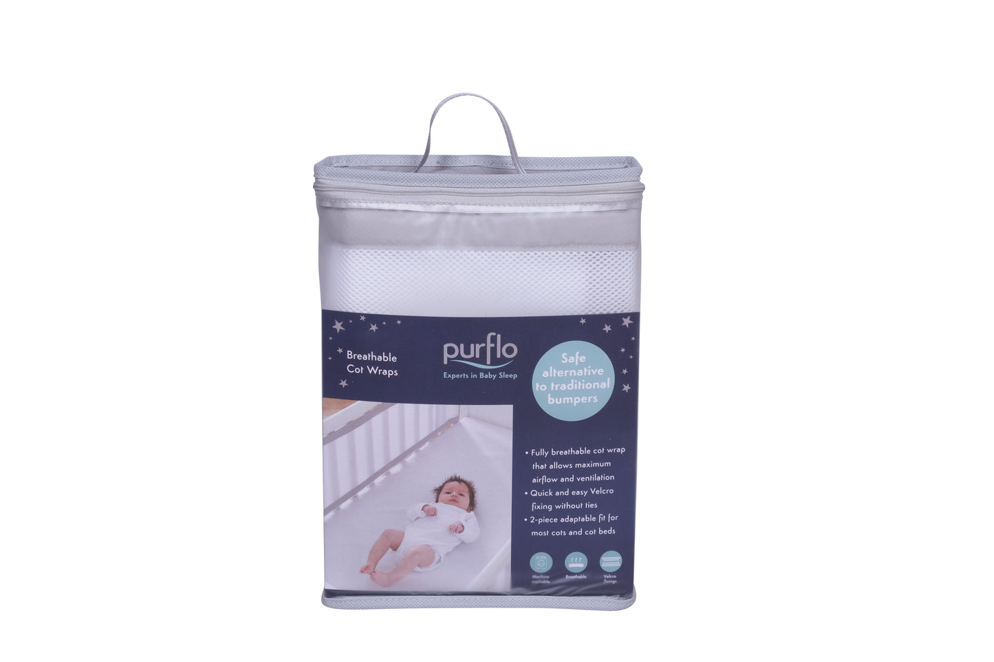 Purflo Breathable Cot Bumper – Soft White